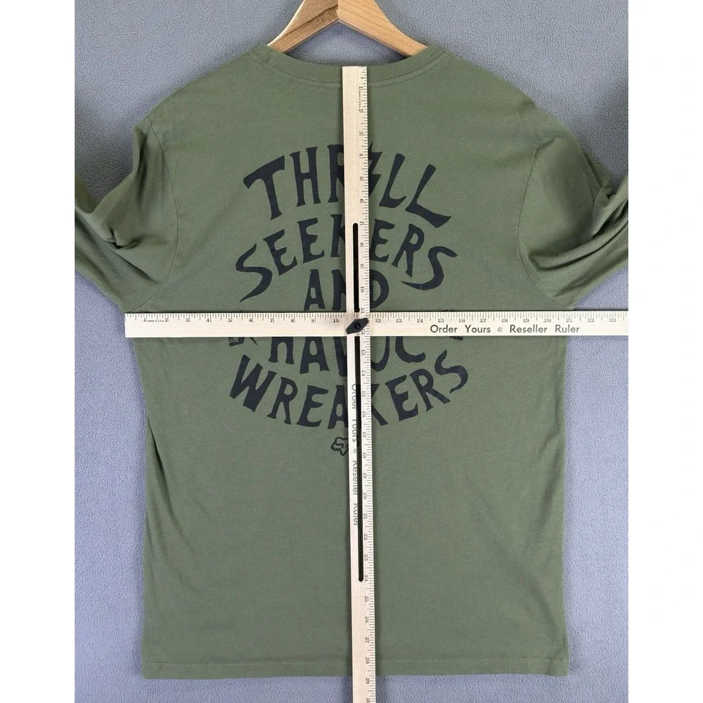 Fox Racing Shirt Large Olive Green Thrill Seekers Havos Wreaker Moto Y2K